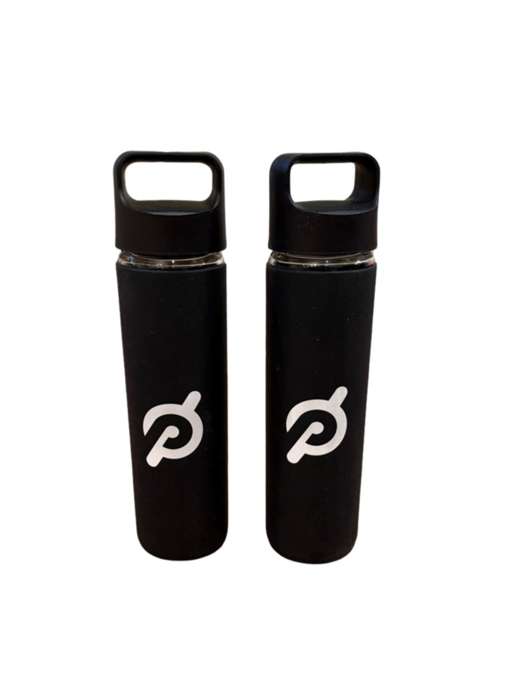Set of 2 Peloton 16 oz Glass Water Bottles – Black NWT